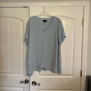 Karen Kane Blue Asymmetrical Boxy Blouse